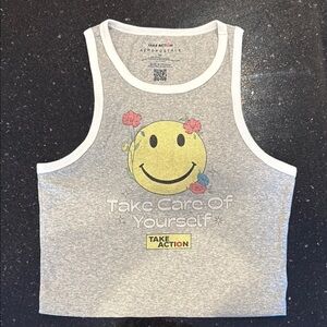 3/$10 Bundle Aeropostale Gray and Yellow Smiley Face Tank Top